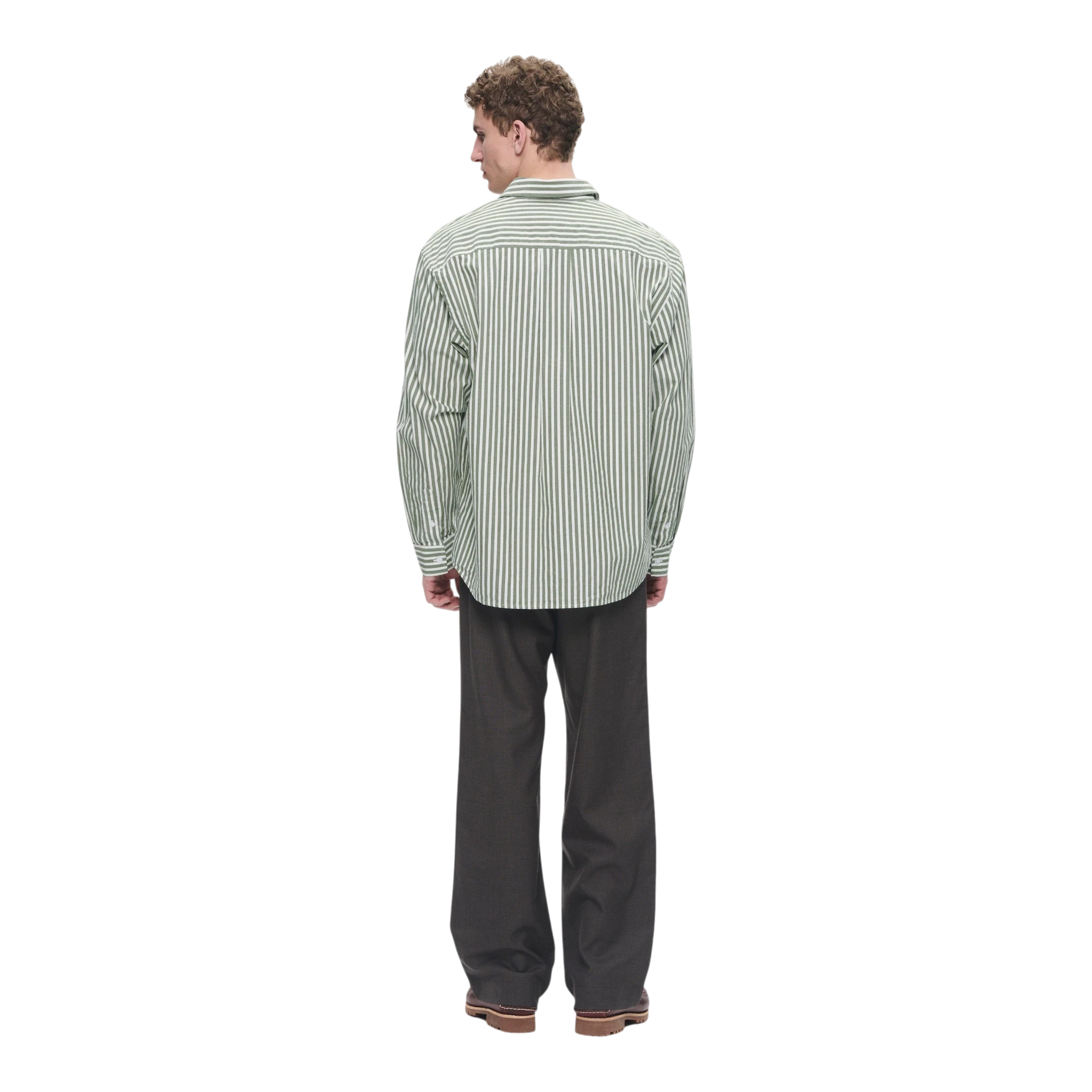 Wood Wood Double A Day Striped Shirt - Off-White/Green Stripes Shirt Wood Wood 