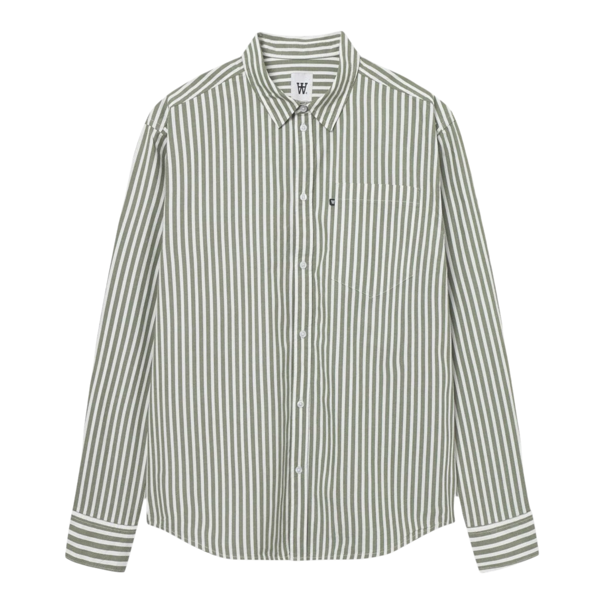 Wood Wood Double A Day Striped Shirt - Off-White/Green Stripes Shirt Wood Wood 