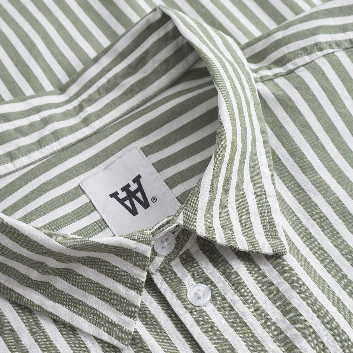 Wood Wood Double A Day Striped Shirt - Off-White/Green Stripes Shirt Wood Wood 