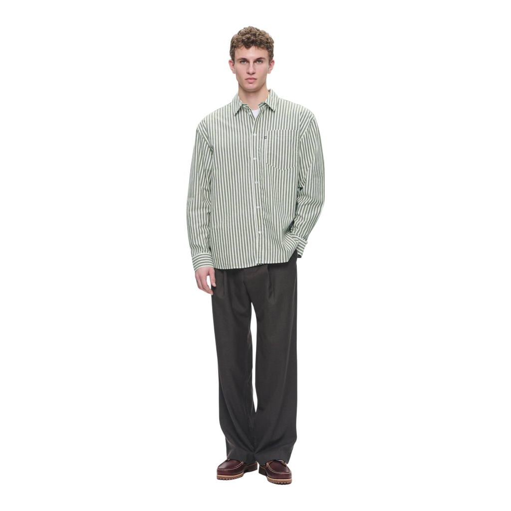Wood Wood Double A Day Striped Shirt - Off-White/Green Stripes Shirt Wood Wood 