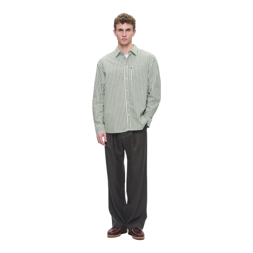 Wood Wood Double A Day Striped Shirt - Off-White/Green Stripes Shirt Wood Wood 