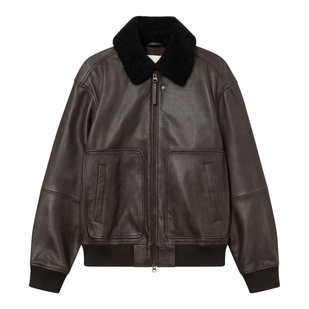 Wood Wood - Krede Leather Bomber Jacket 25478 - Worn Brown Jakke Wood Wood 