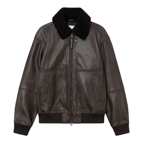 Wood Wood - Krede Leather Bomber Jacket 25478 - Worn Brown Jakke Wood Wood 