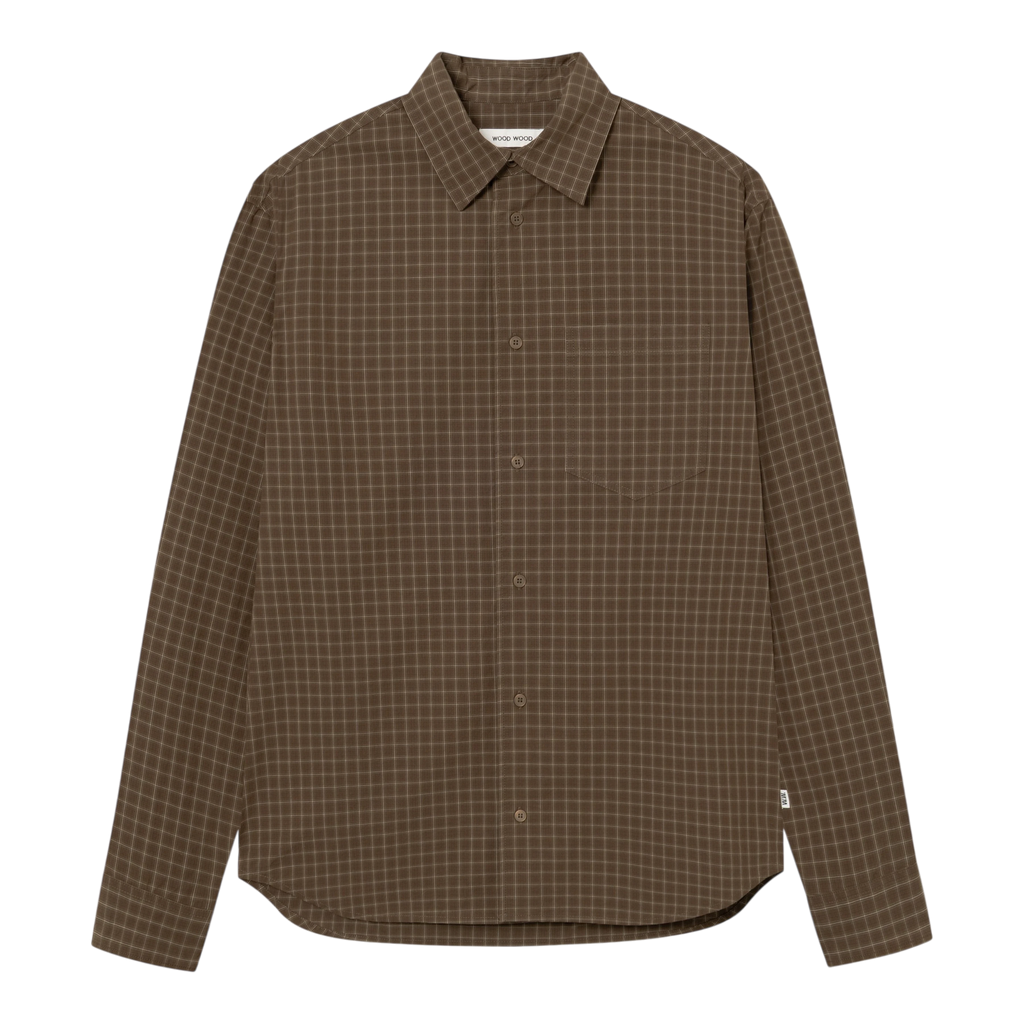 Wood Wood - Nico Shirt 25391 - Desert Palm Check Skjorte Wood Wood 
