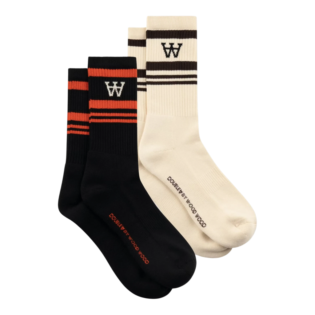 Wood Wood Ryder 2 Pack Sock - Turtledove/Desert P+ Black/Red Socks Wood Wood 