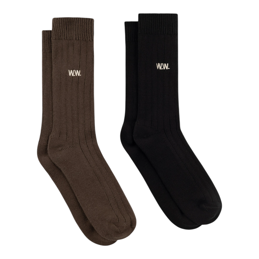 Wood Wood - WWDakota 2 Pack Sock - Desert Palm / Black Sokker Dapper 