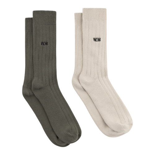 Wood Wood - WWDakota 2 Pack Sock - Silver Birch / Deep Depths Sokker Dapper 