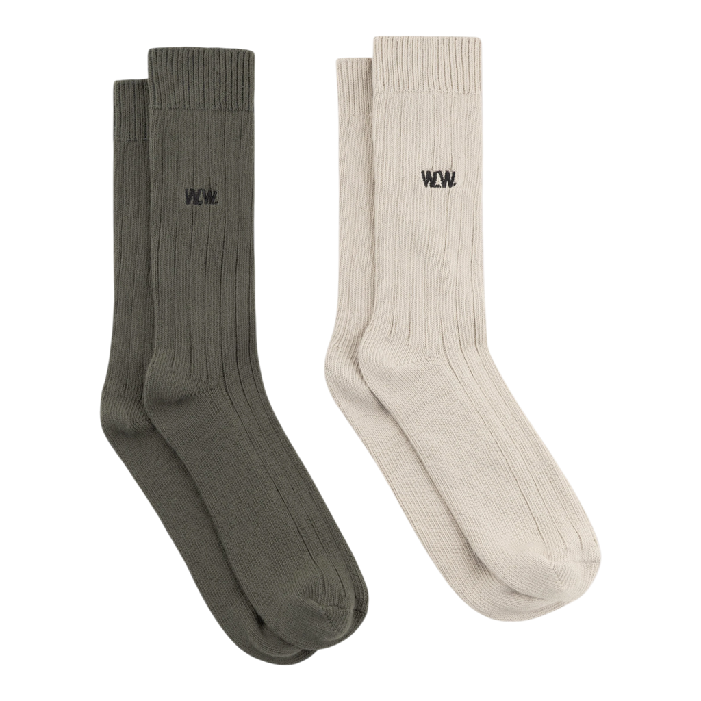 Wood Wood - WWDakota 2 Pack Sock - Silver Birch / Deep Depths Sokker Dapper 