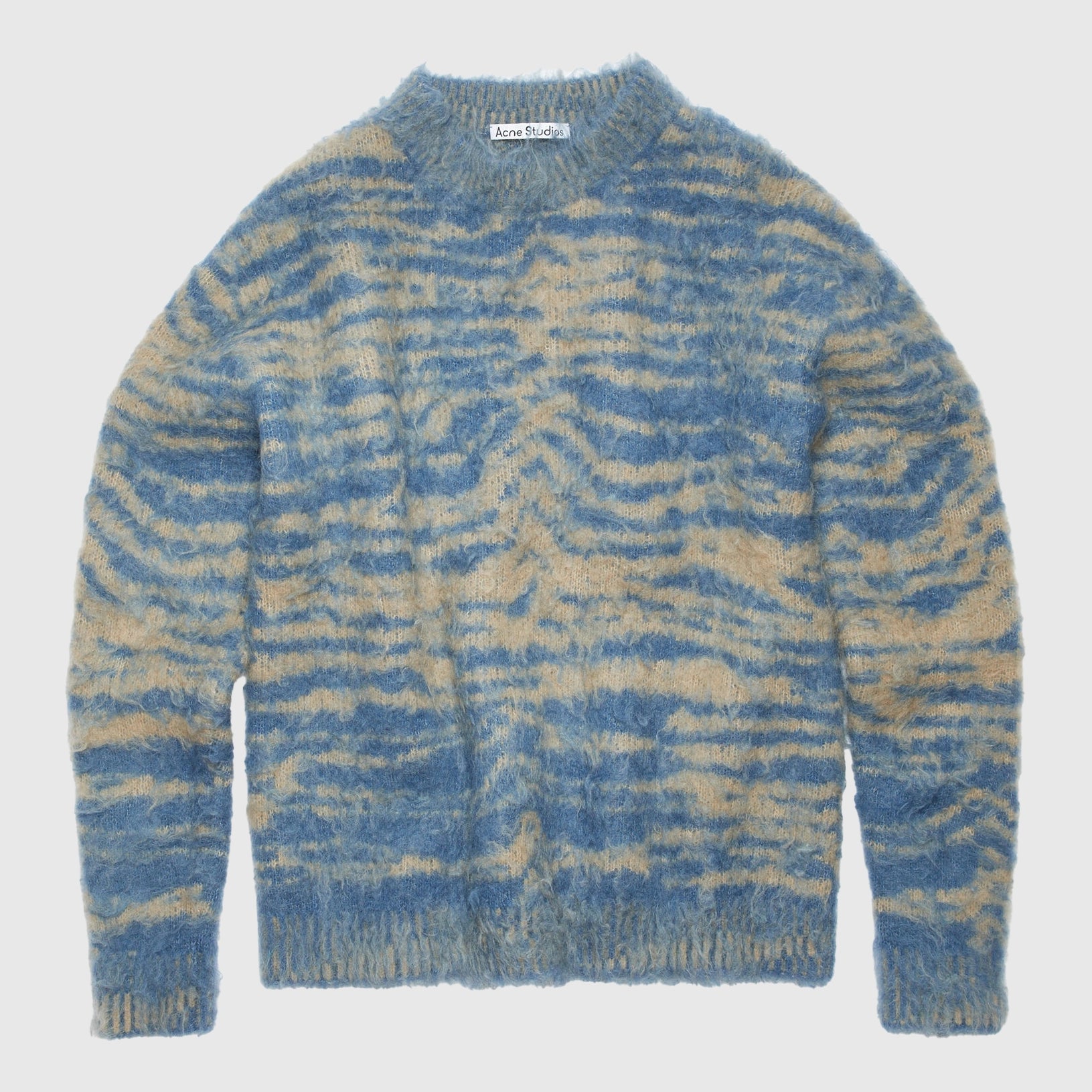 Acne Studios Crewneck Wool Jumper - Denim Blue / Dark Beige Knitwear Acne Studios 