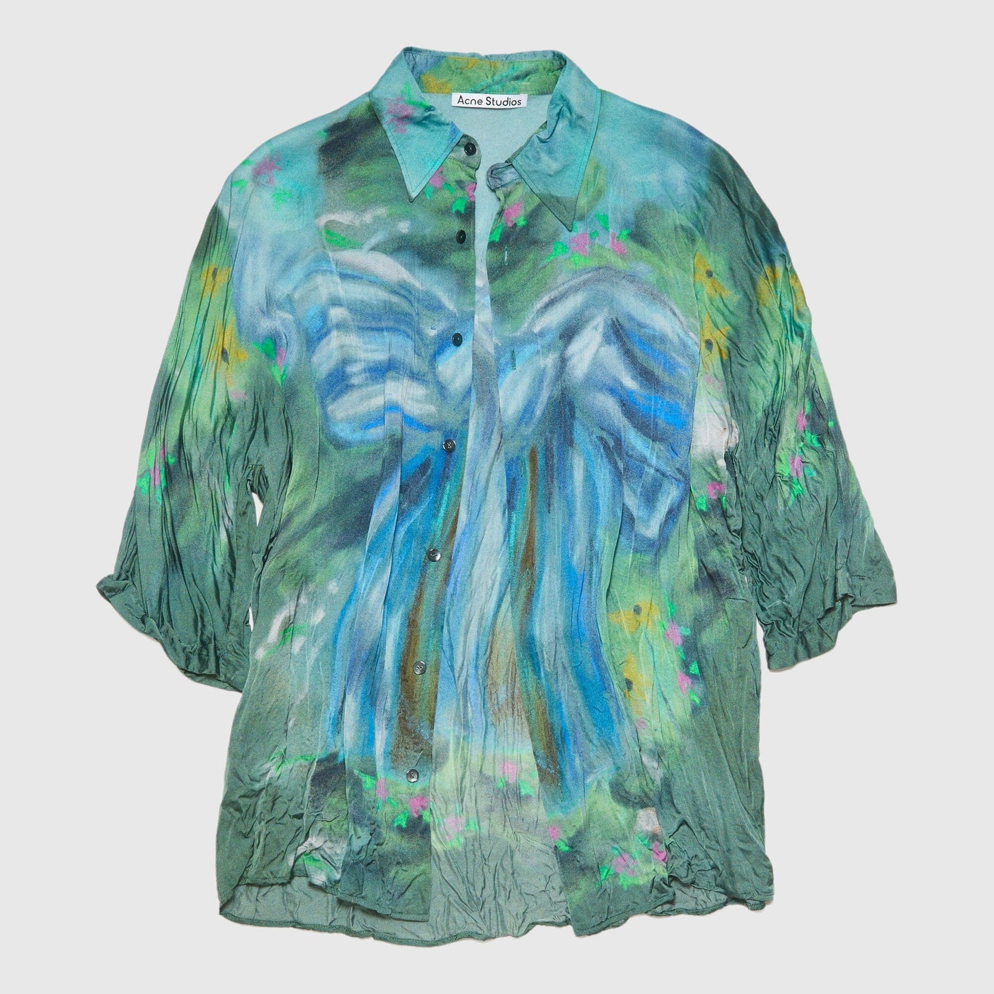 Acne Studios Short Sleeve Shirt - Sage Green / Light Blue Shirt Acne Studios 