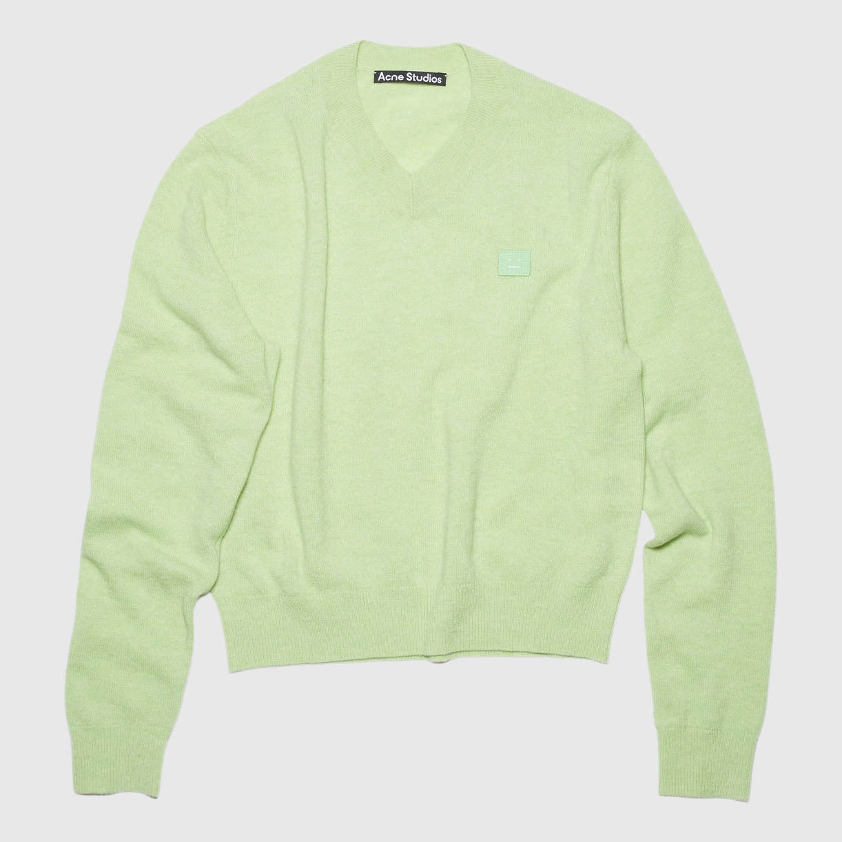 Acne Studios V-Neck Wool Sweater - Pale Green Melange Knitwear Acne Studios 