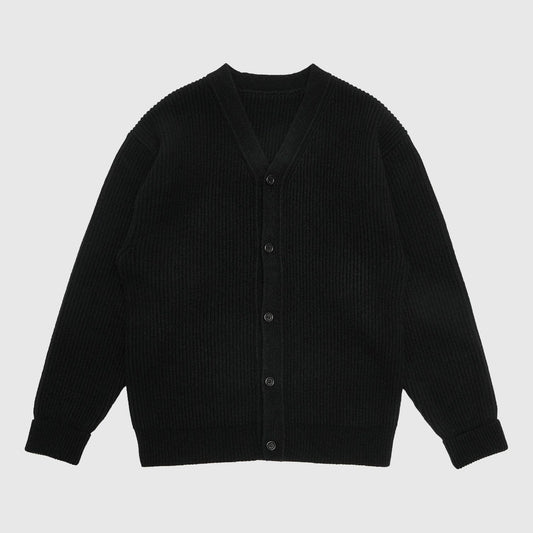 Amomento High V-Neck Cardigan - Black Knitwear Amomento 