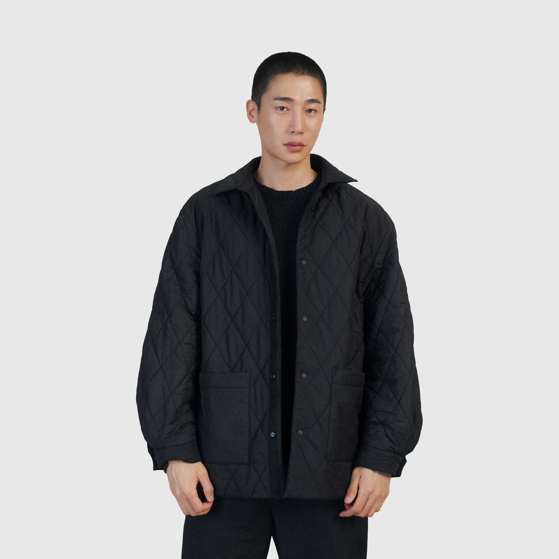 Amomento Reversible Quilted Shirt Jacket - Black Jacket Amomento 