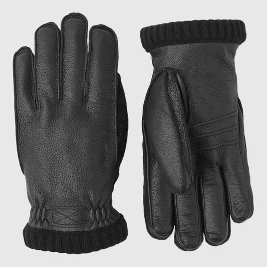 Hestra Deerskin Primaloft Rib Gloves - Black Gloves Hestra 