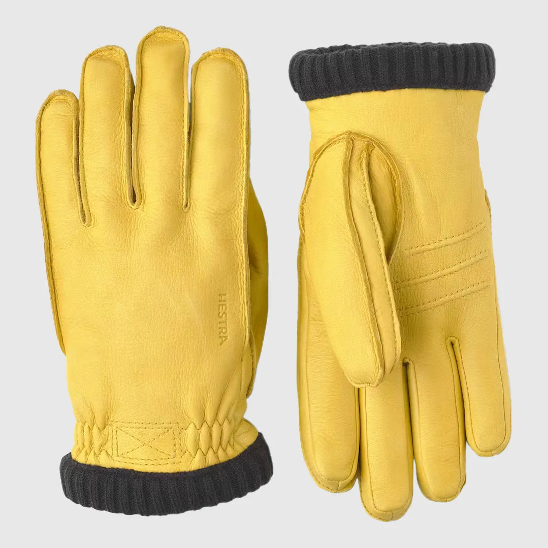 Hestra Deerskin Primaloft Rib Gloves - Natural yellow Gloves Hestra 