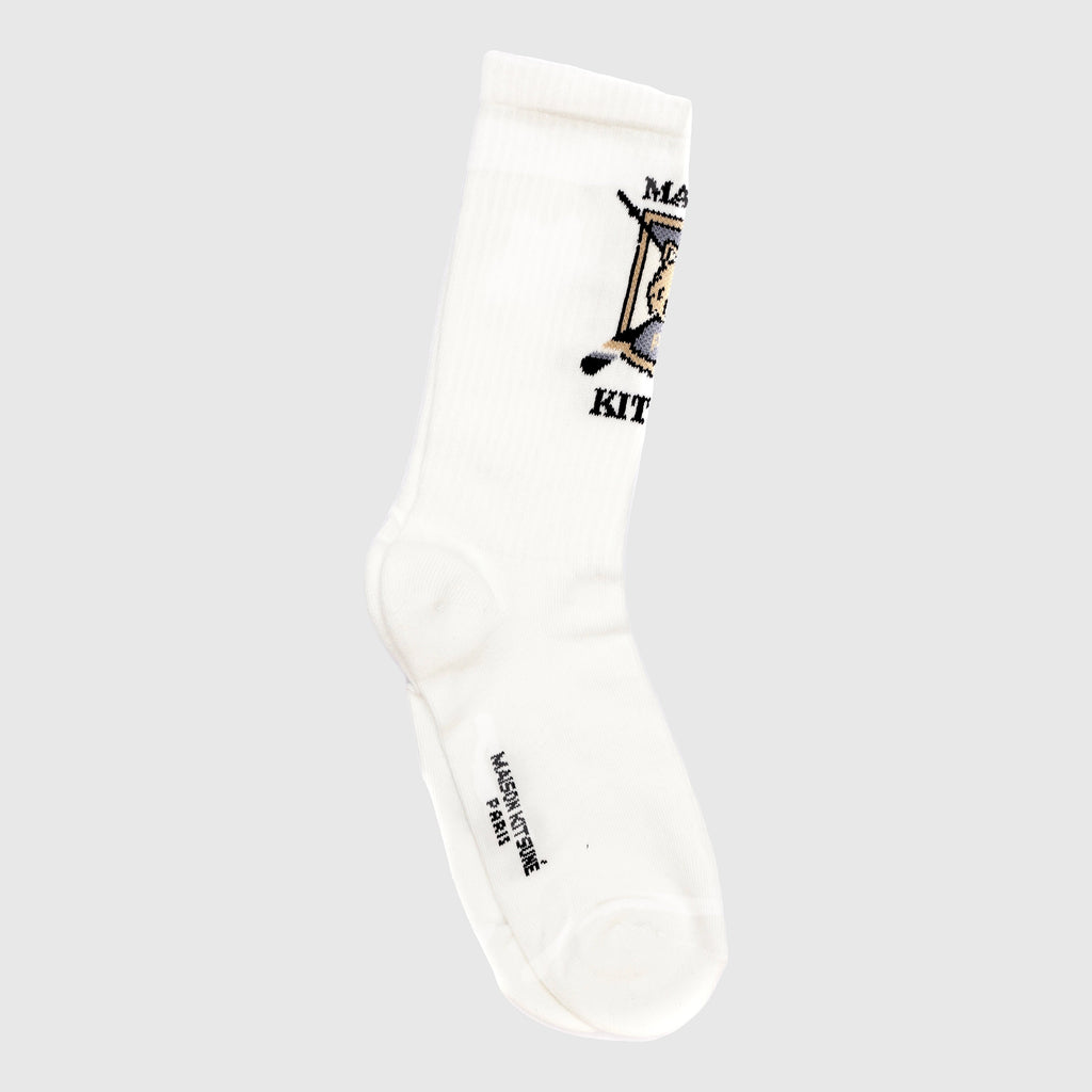 Maison Kitsuné Fox Blazon Socks - White Socks Maison Kitsuné 