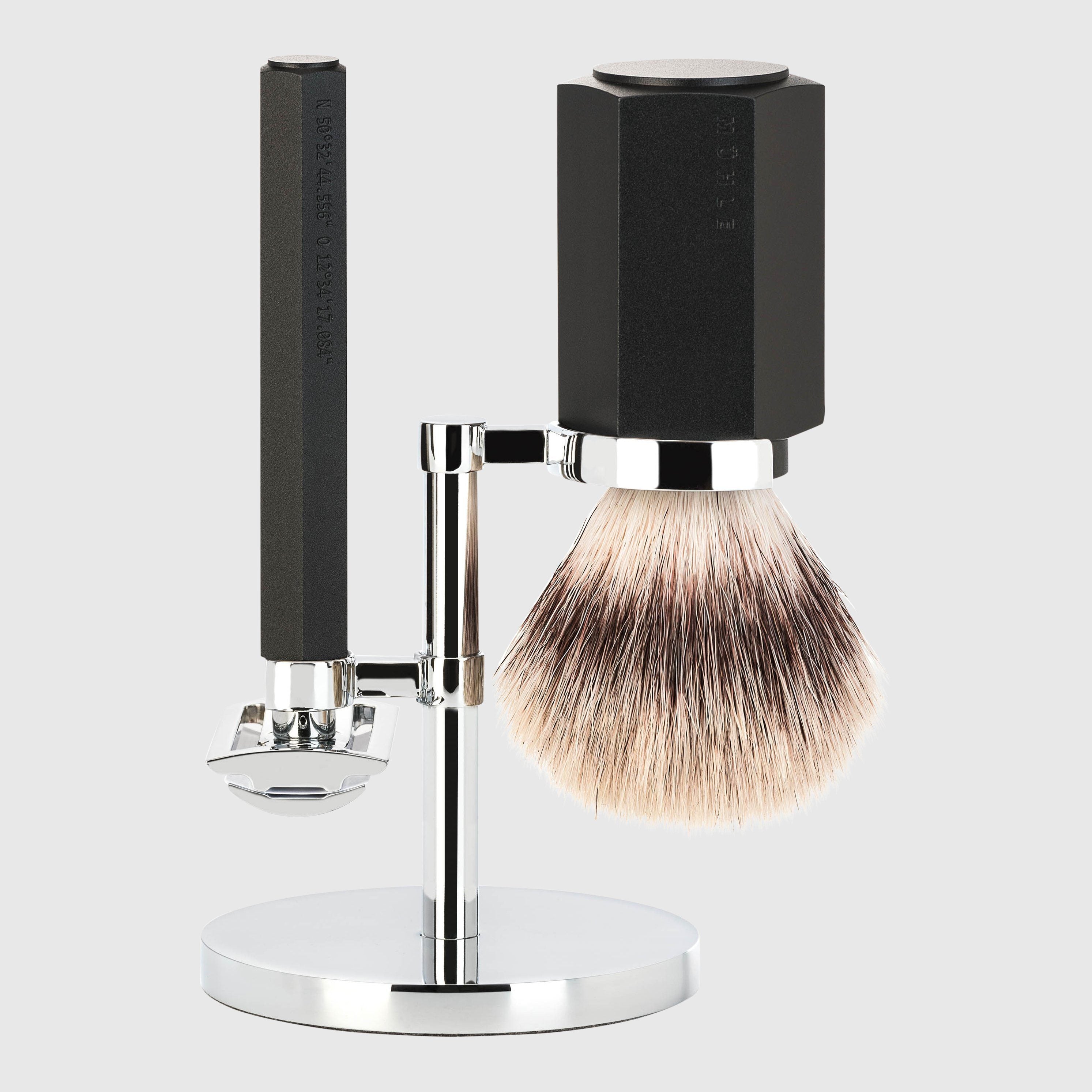 Mühle Hexagon barbersett Barbersett - Silvertip Badger Mühle Graphite Silvertip Fibre 