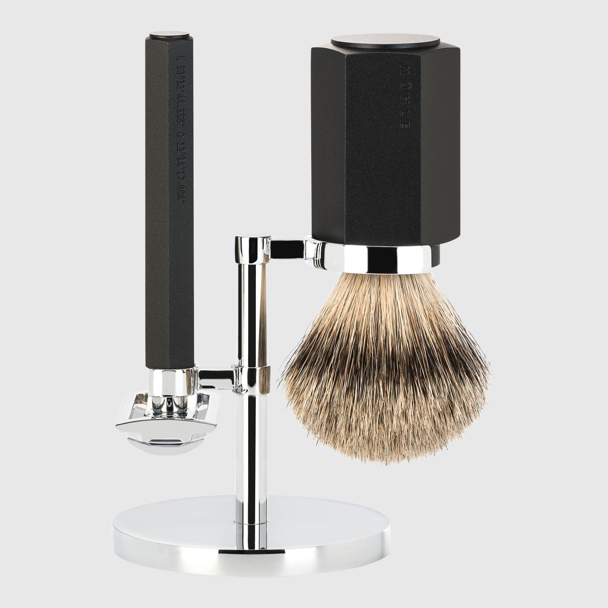 Mühle Hexagon barbersett Barbersett - Silvertip Badger Mühle Graphite Silvertip grevlinghår 