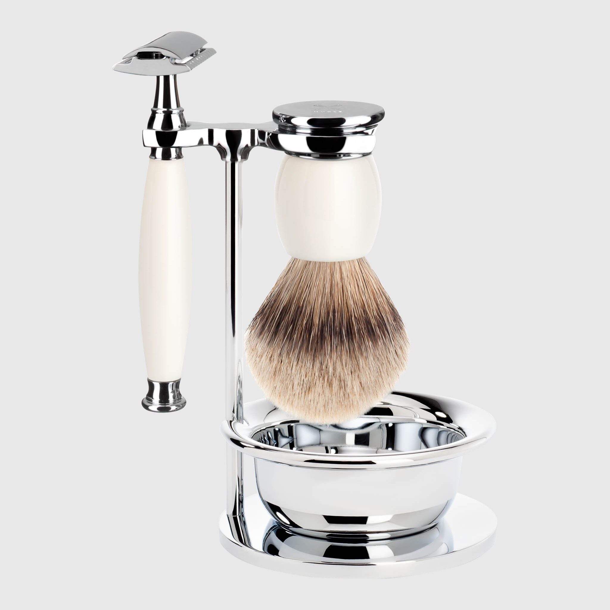 Mühle Sophist barbersett 4 deler Barbersett Mühle Hvit porselen 