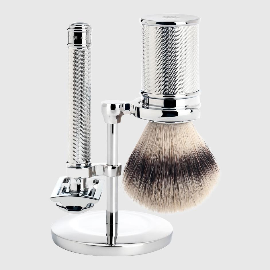 Mühle Traditional Shaving Kit Barbersett Mühle Krom Silvertip Fibre 