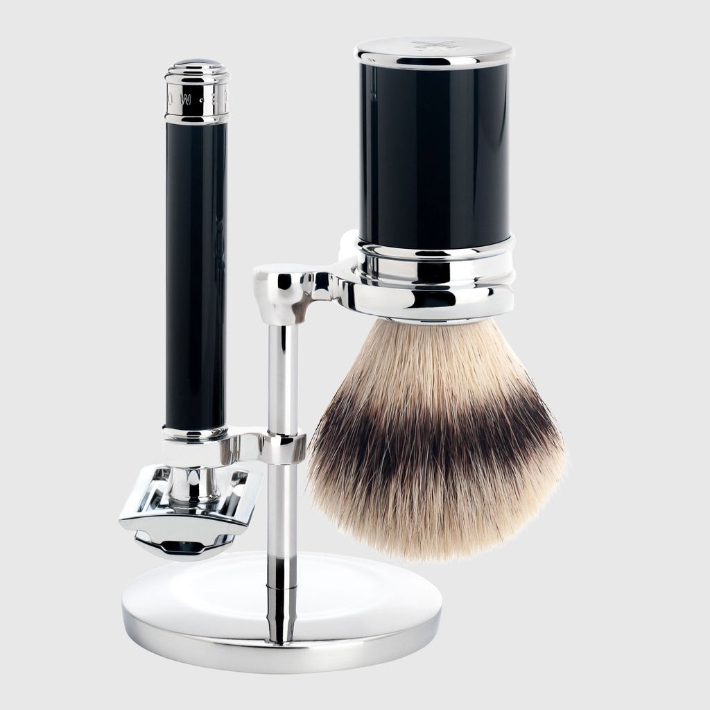 Mühle Traditional Shaving Kit Barbersett Mühle Sort Silvertip Fibre 