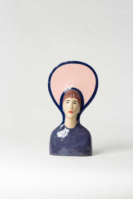 Robin Danielsson Untitled Figures 2023 (Blå genser med rosa oval) Art Salgshallen 