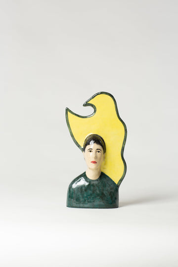 Robin Danielsson Untitled Figures 2023 (Grønn genser med gul fugl) Art Salgshallen 