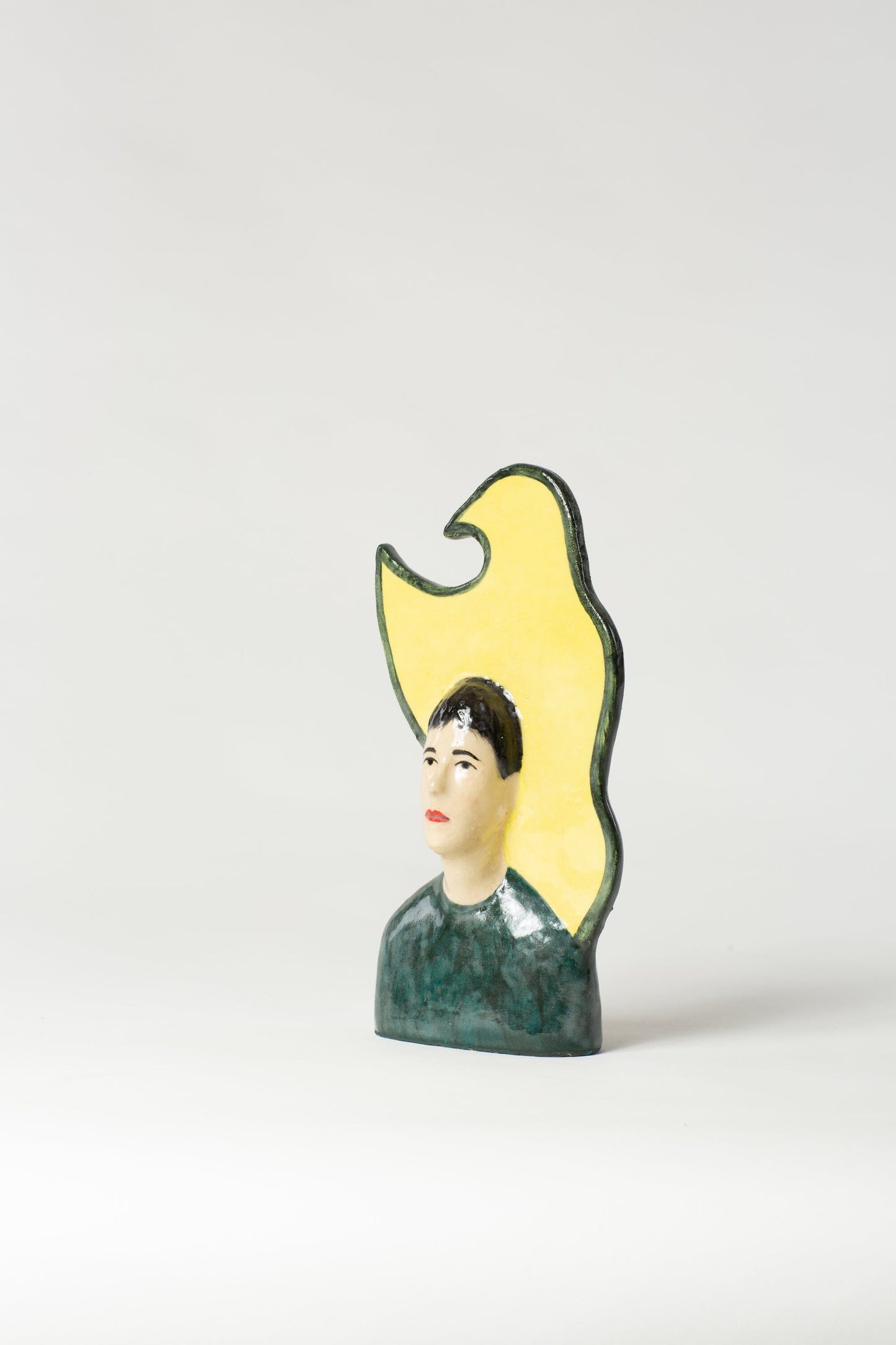 Robin Danielsson Untitled Figures 2023 (Grønn genser med gul fugl) Art Salgshallen 