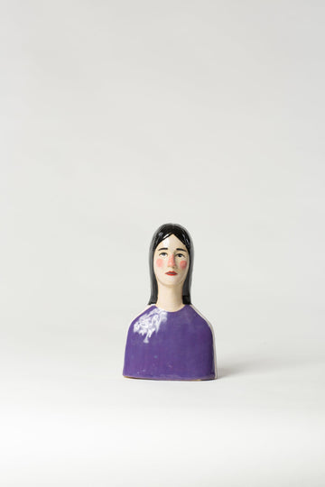 Robin Danielsson Untitled Figures 2023 (lilla genser med svart hår) Art Salgshallen 