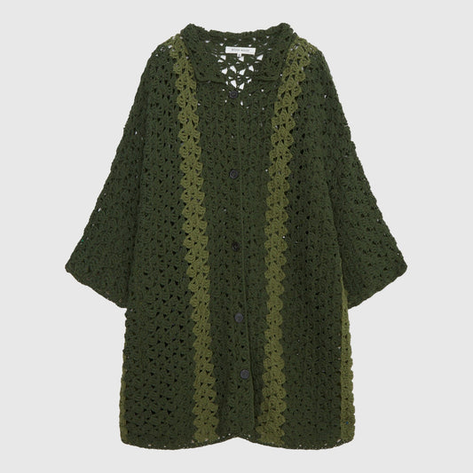 Wood Wood Jeremy Crochet Shirt - Dark Green Knitwear Wood Wood 